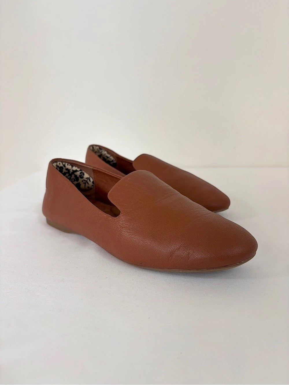 Birdies Starling Leather Loafer Flats Cognac Brown Size 8